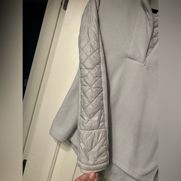 Athleta XS Vortex Quilted Black Fleece Half Zip Athletic Pullover Jacket- GREY - Picture 4 of 8